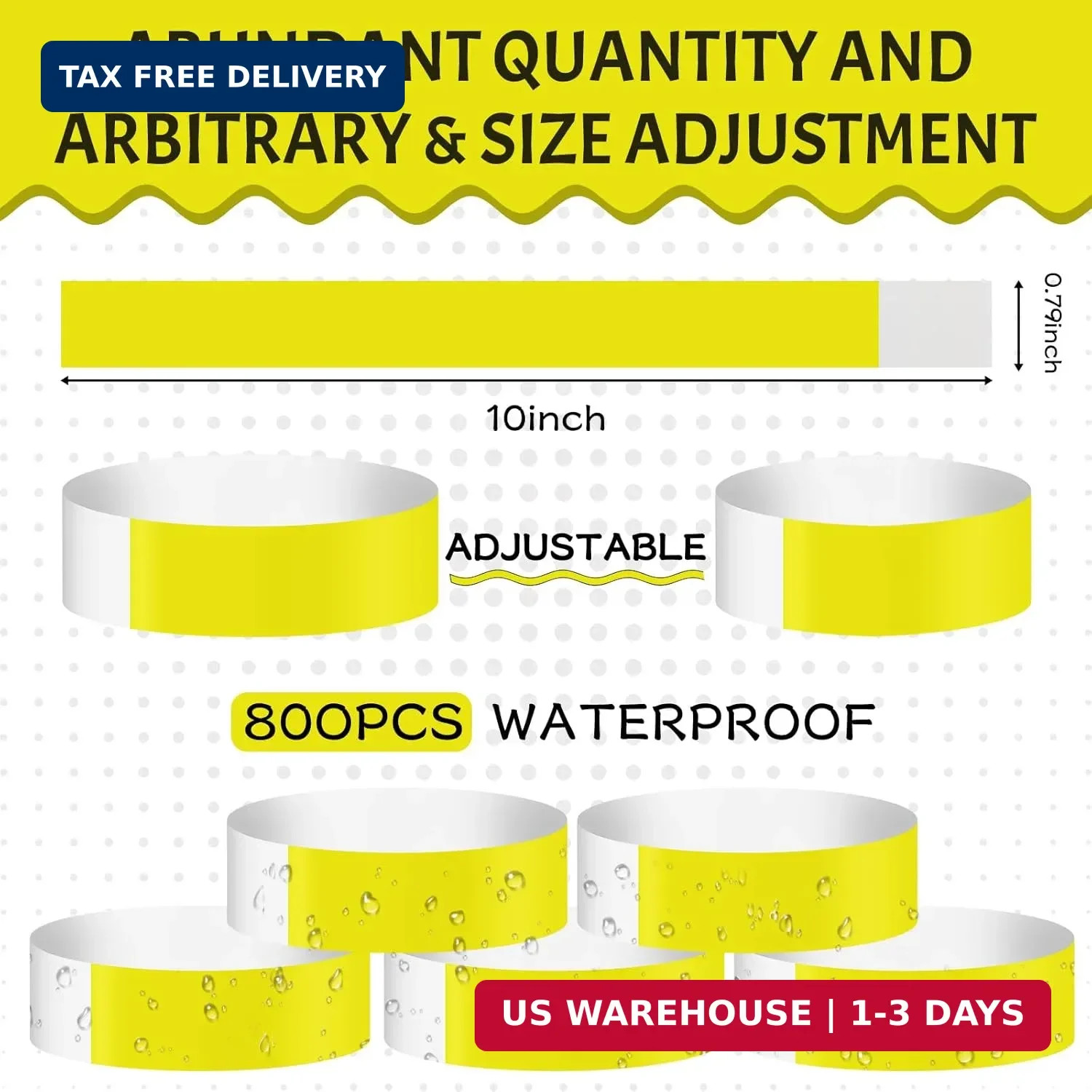800PCS Yellow Wristbands for Events Wrist Bands Colored Paper Bracelets Wristban