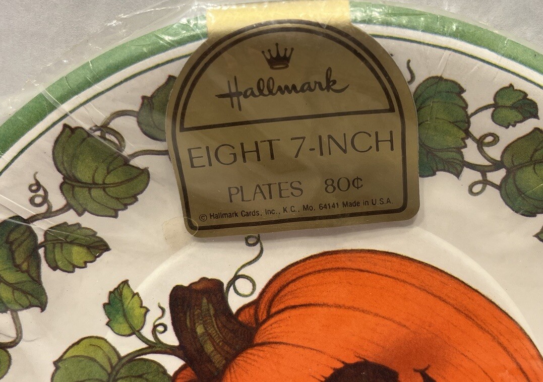 Vintage Hallmark Halloween Plates Jack O Lantern Pack Of 8 Plates 7” Sealed NOS