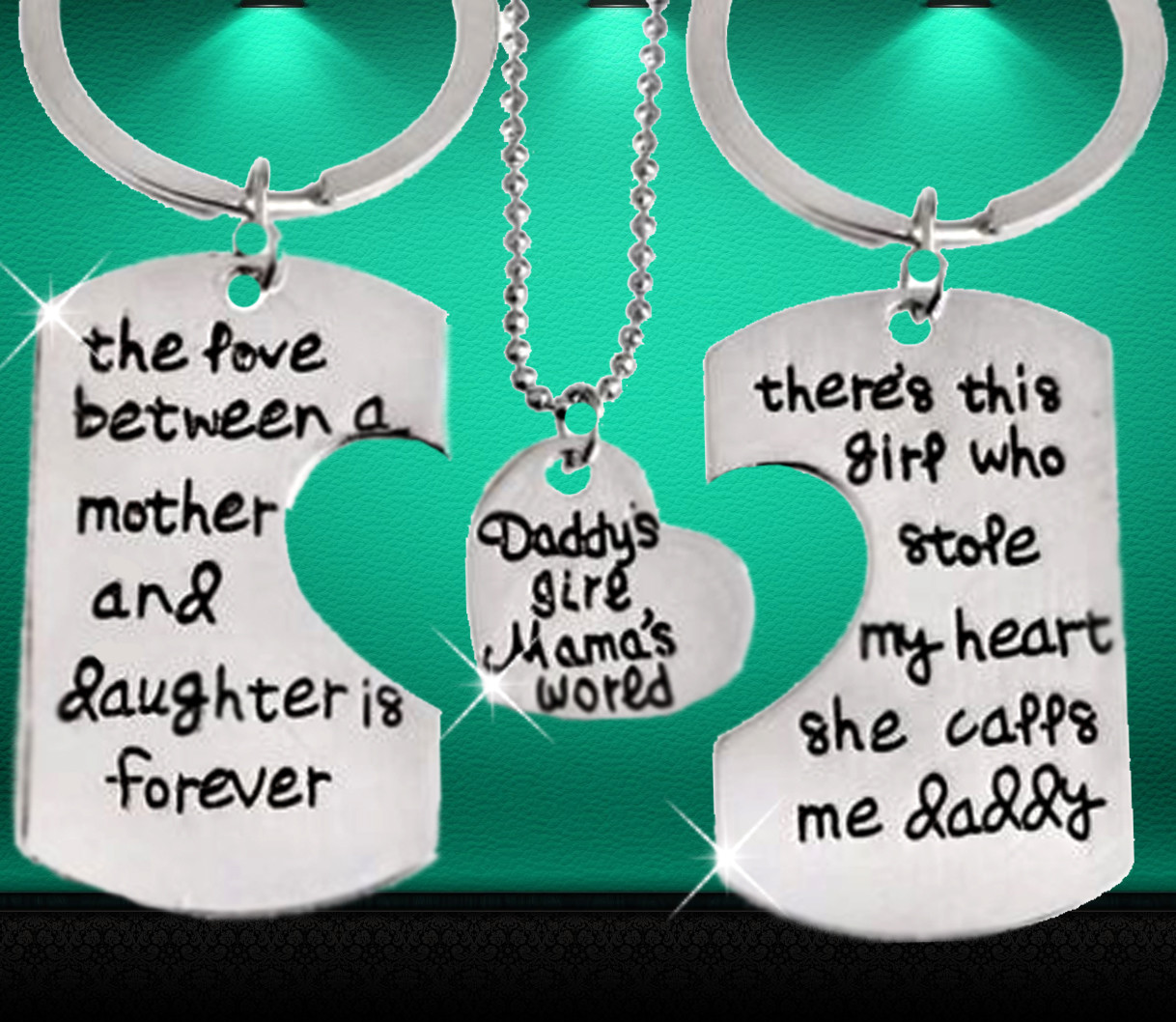 Mum daddy daughter gifts for Fathers day trio parts engraved unusual gift 3 SALE