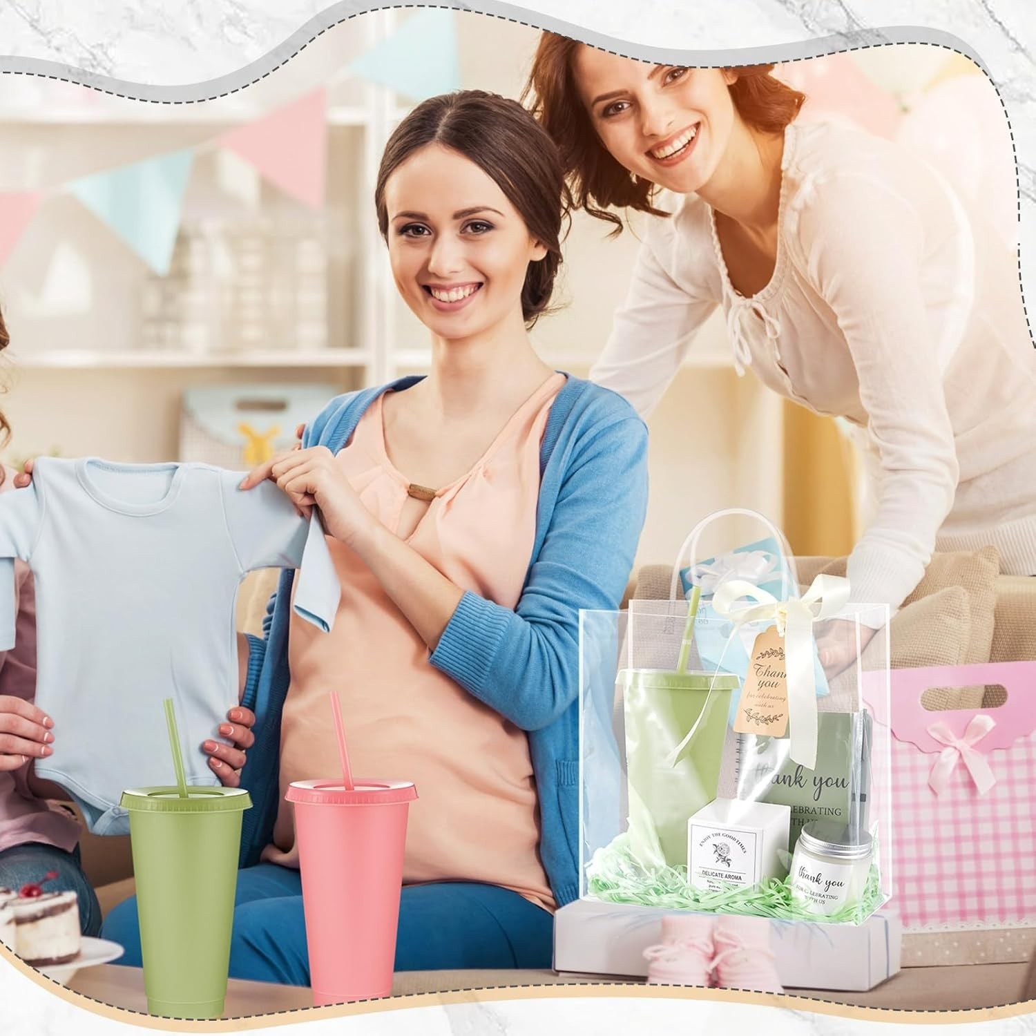 All-In-One Bridal Shower Prize Set: 6 Tumblers, Notebooks and Scented Candles