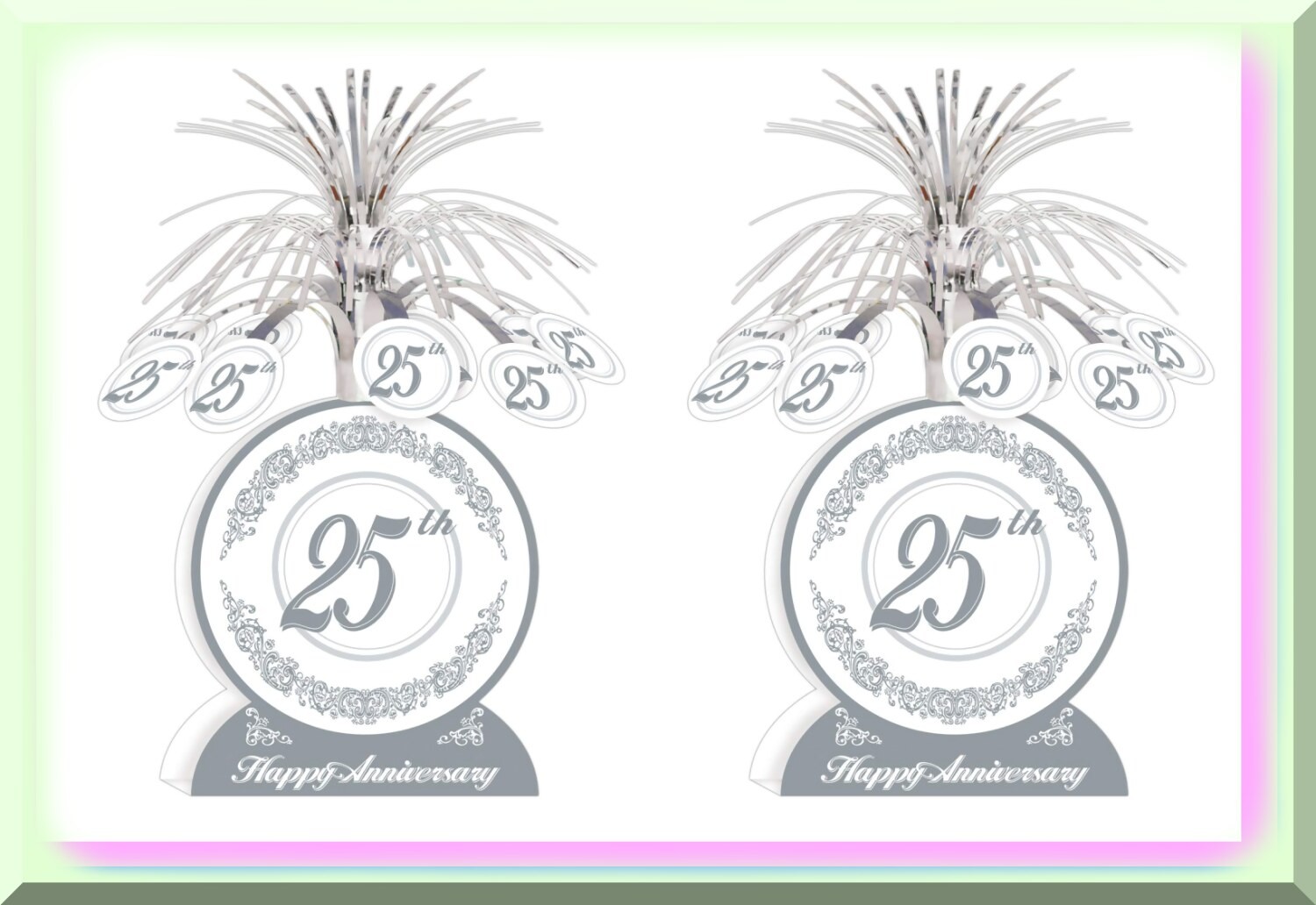 Silver 25th Anniversary Centerpieces Set