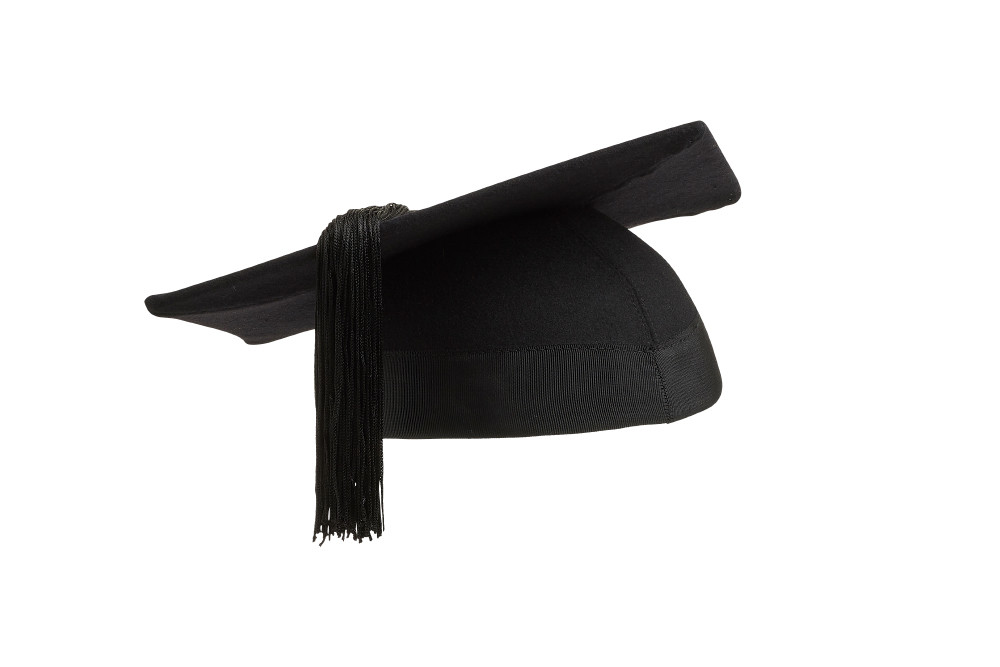 Graduation Mortarboard – Master’s Fitted Black Cap Hat – Academic Gown Accessory