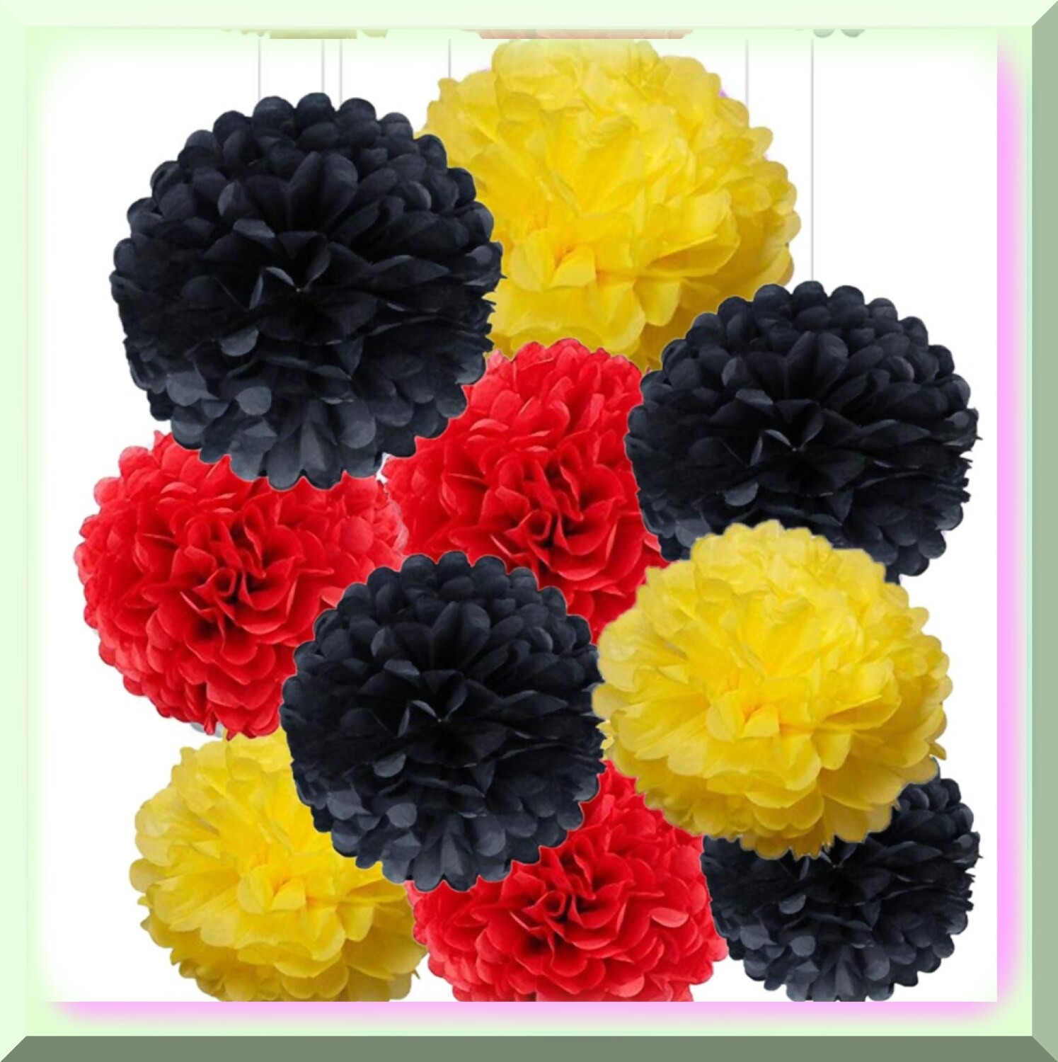 Party Tissue Paper Flower Pom Poms 10 Pack