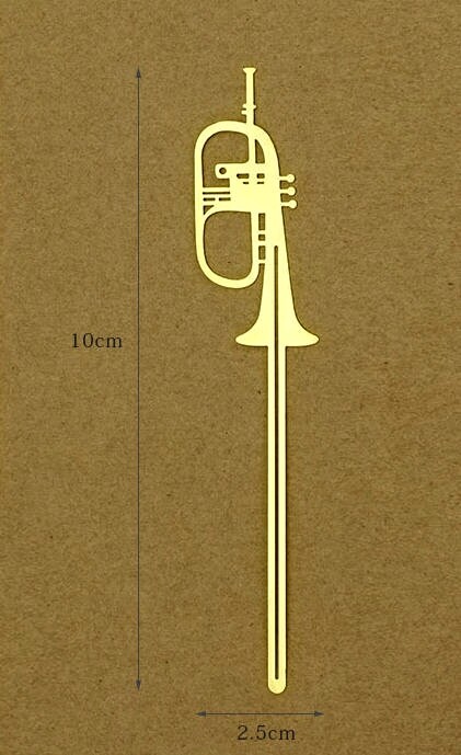 1 Set(4pcs) Abstract Art Music Instruments Stainless Metal Bookmarks Clips Gold
