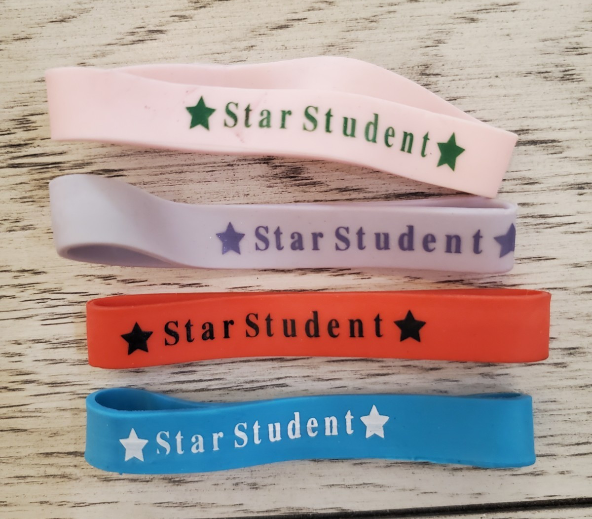 Star Student Silocone Bracelets Various Colors Lot of 44 Student Gifts/Prizes