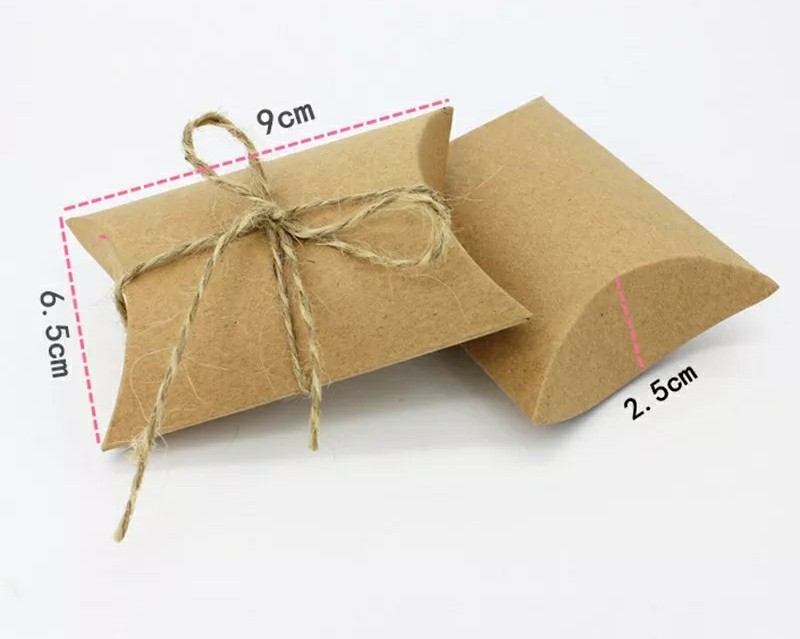 12 Pcs Set, kraft paper pillow shape Candy wedding gift Boxes Party Supplies