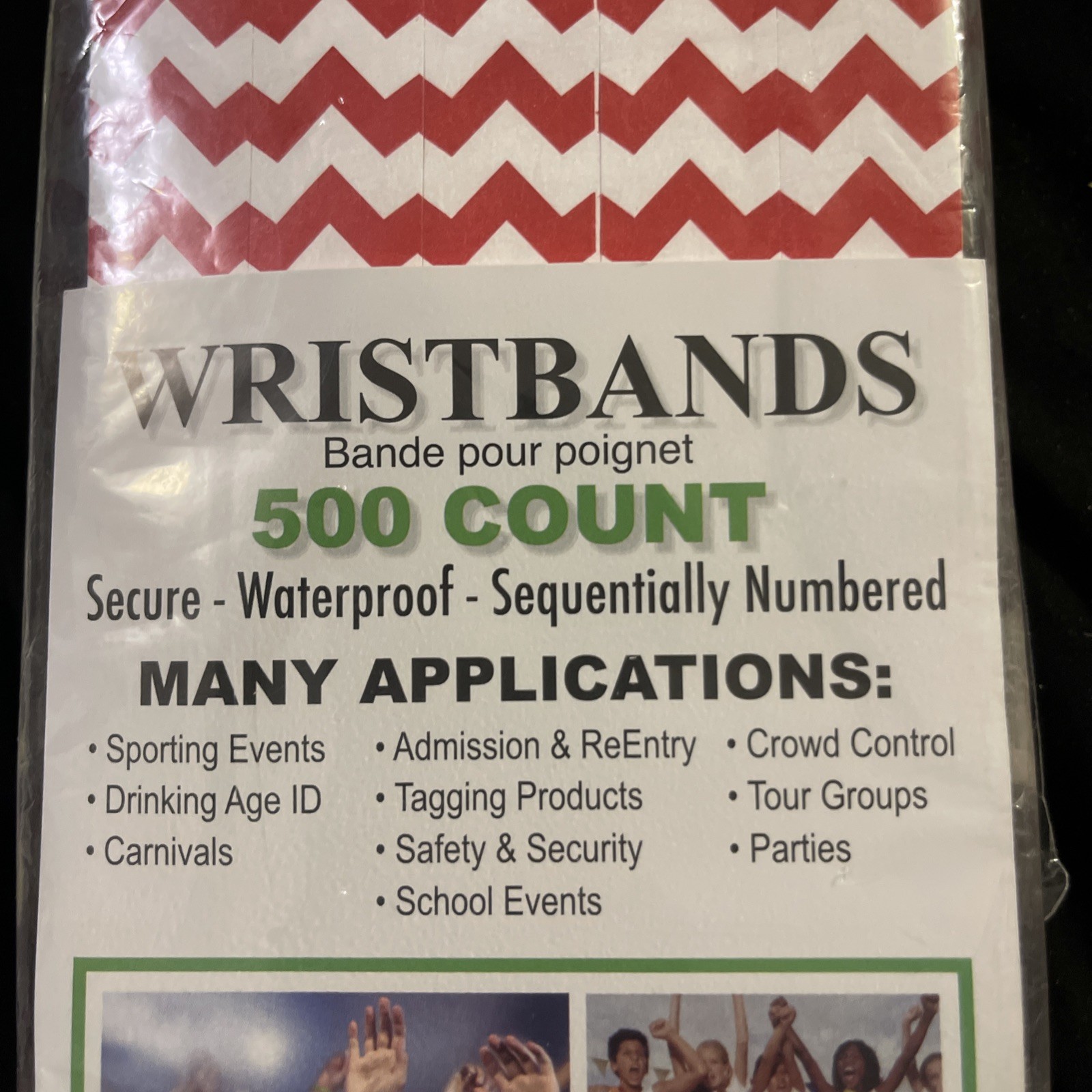 Amscan Tyvek Wristbands 3000 Count Assorted Colors Chevron Numbered Glows