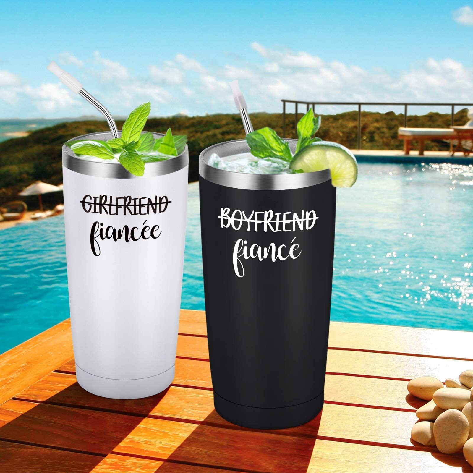Engagement Gifts for Couples, Boyfriend and Girlfriend Travel Tumbler Set, En…