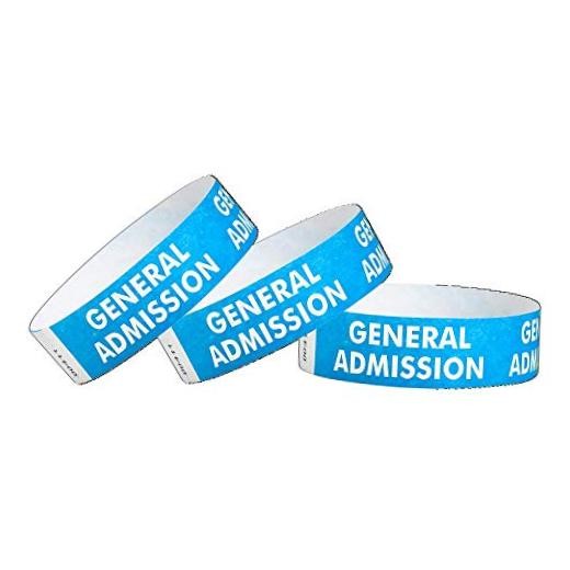 500 Blue General Admission Tyvek Wristbands for Events – ¾” 500 Count Blue Ga