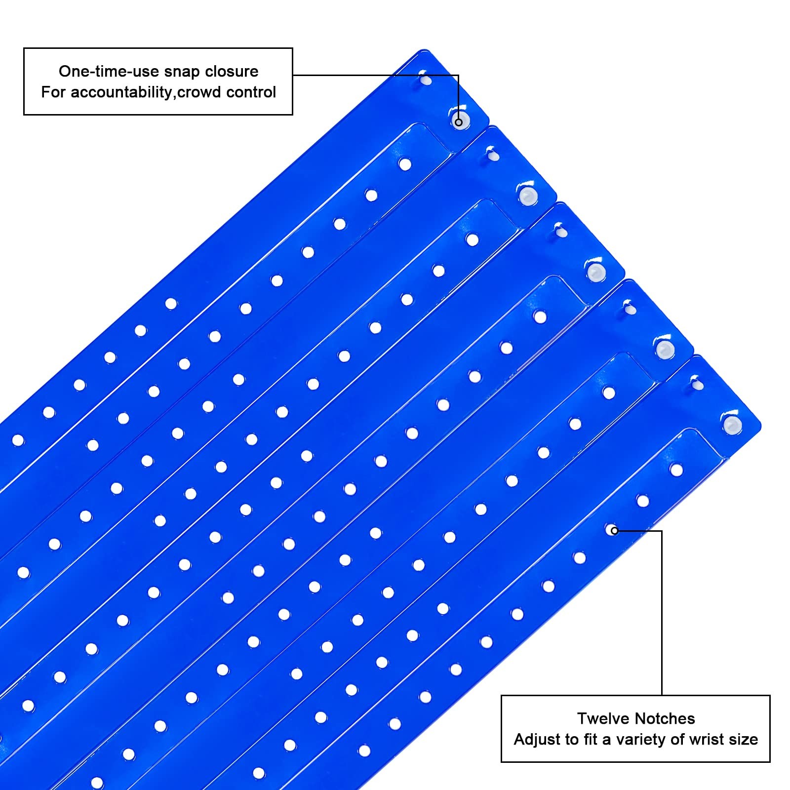 Blue Plastic Vinyl Party Wristbands Lightweight Waterproof Events Club 100 PCS