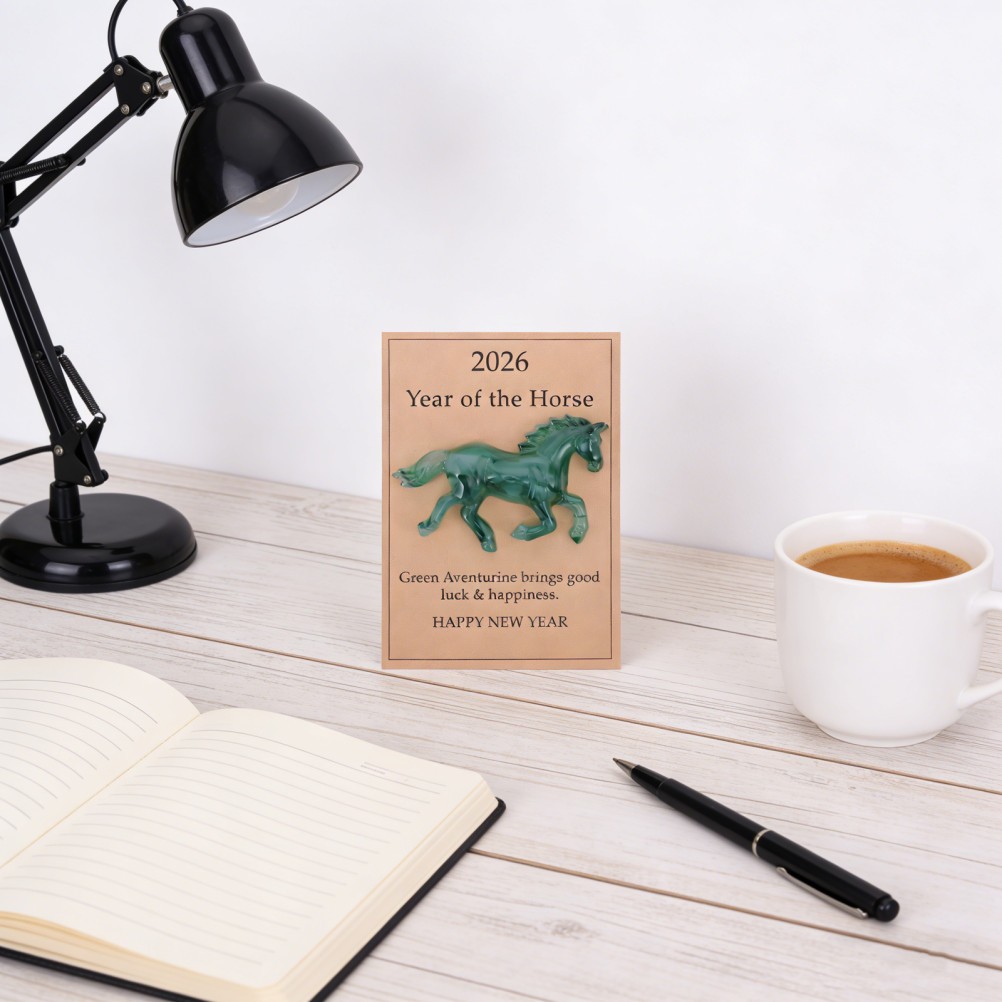 Unique Horse Year Greeting Card with Pocket Hug Resin Charm Ideal for Friends