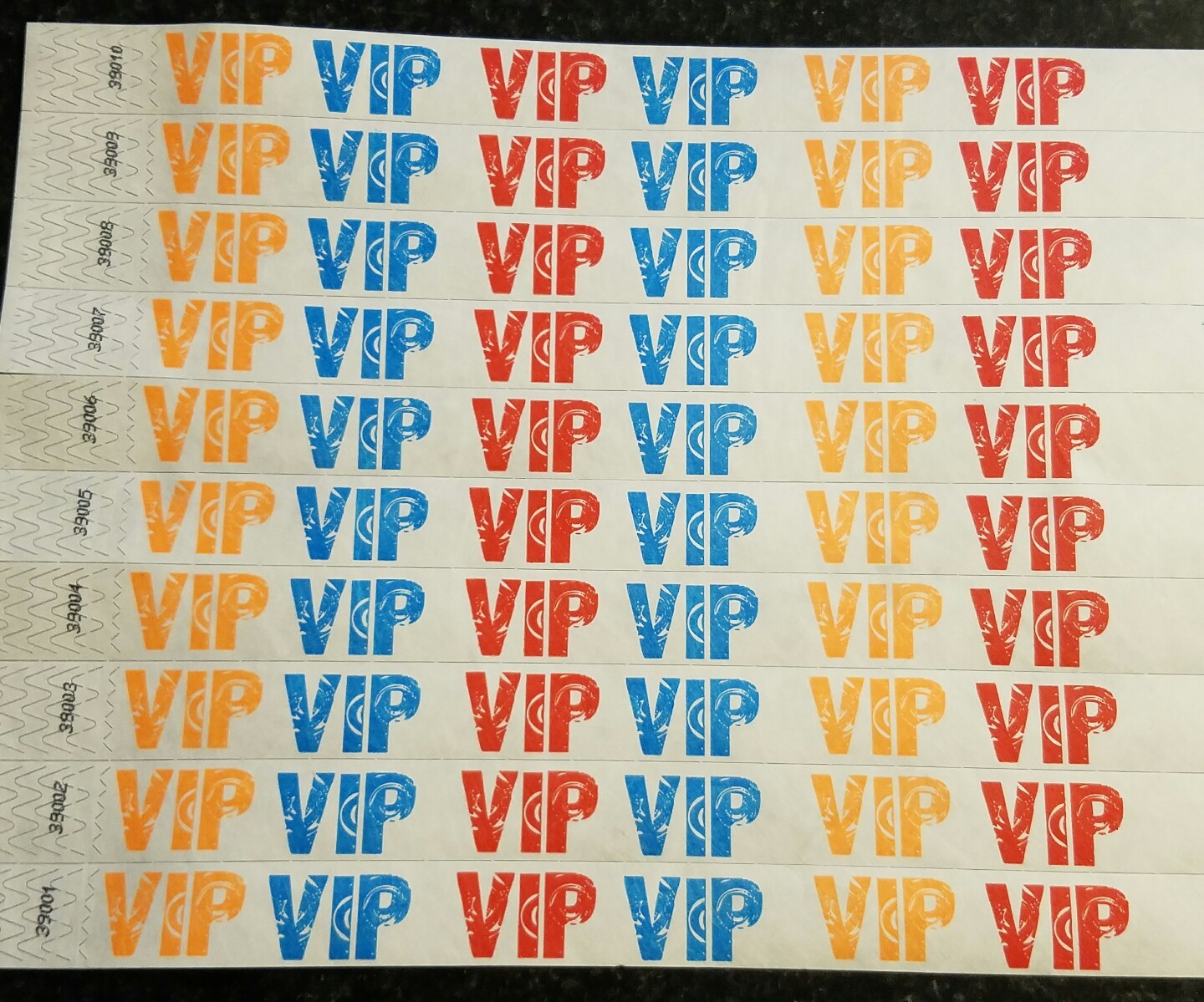 500 3/4″ VIP MULTI-COLOR TYVEK WRISTBANDS, PAPER WRISTBANDS, EVENT WRISTBAND