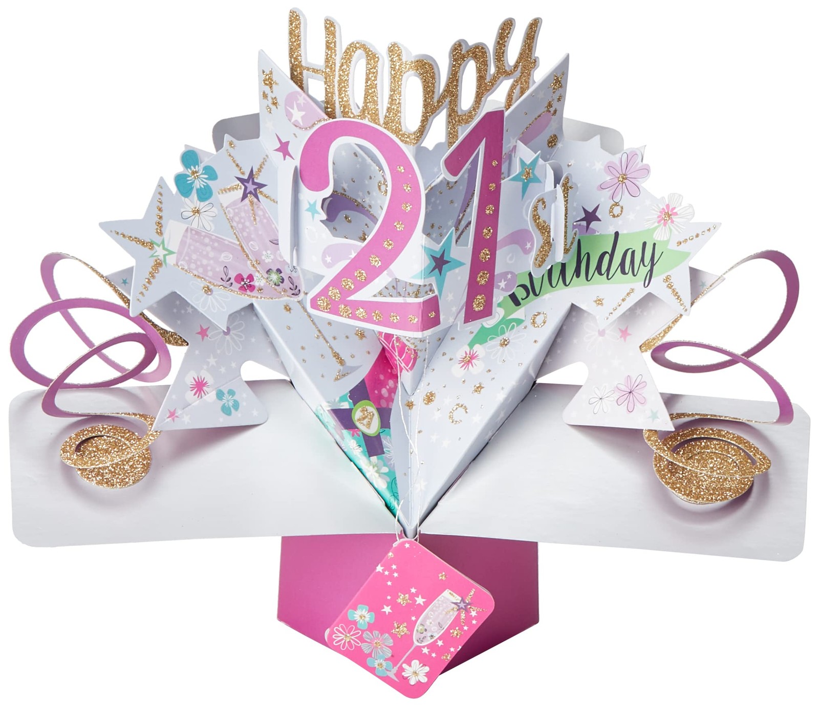 Happy 21st Birthday Open : 210 x 250mm (approx) / closed : 170 x 120mm, Pink