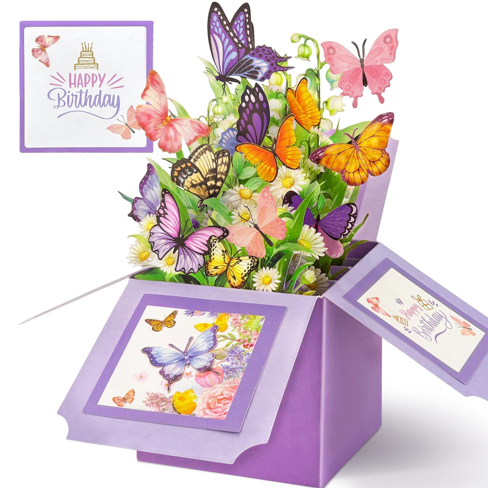 Hierein Birthday Cards for Women, 7 x 7.6 inches, Happy Butterfly