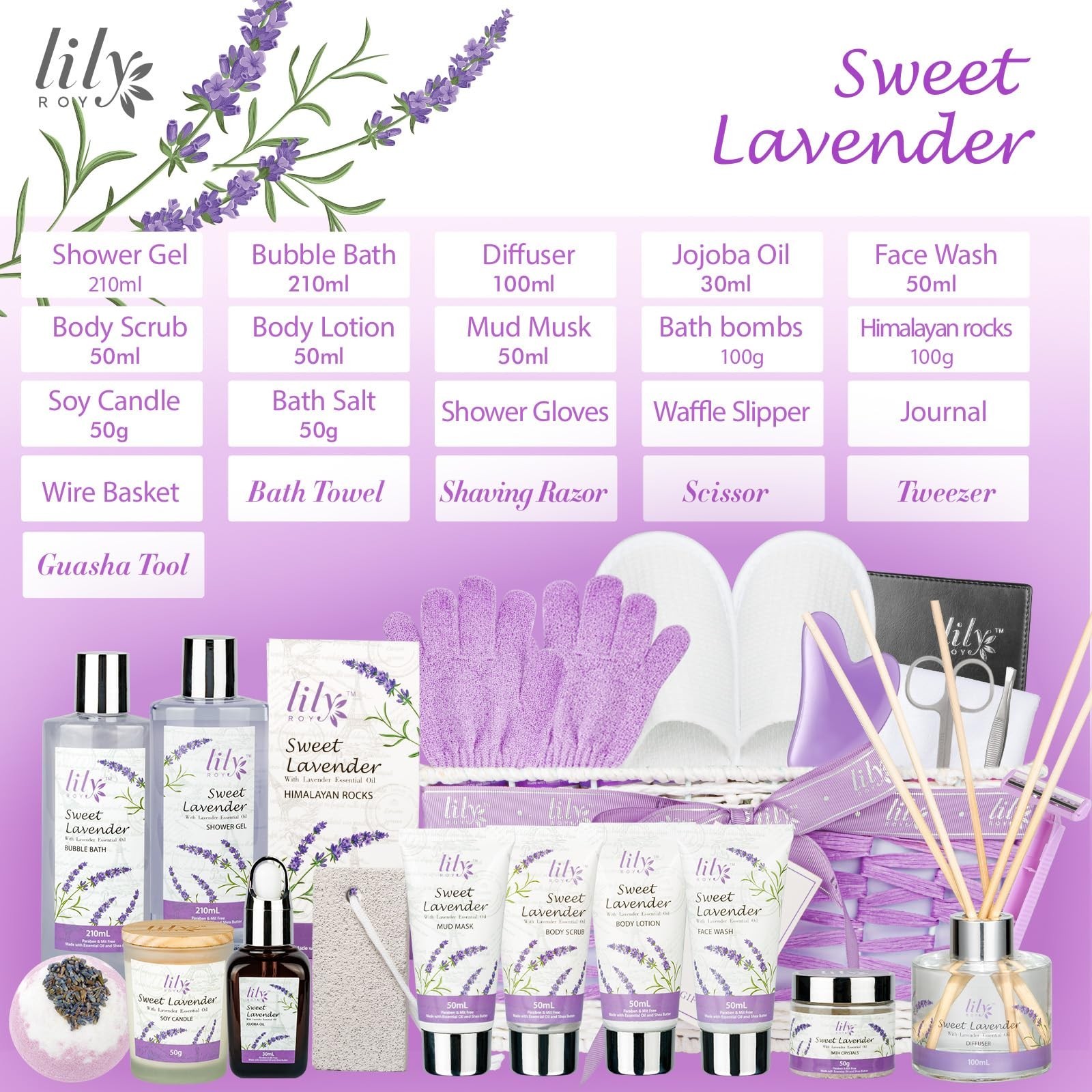 Christmas Gifts for Women – 22-Piece Luxury Lavender Bath and Body … Fast Ship