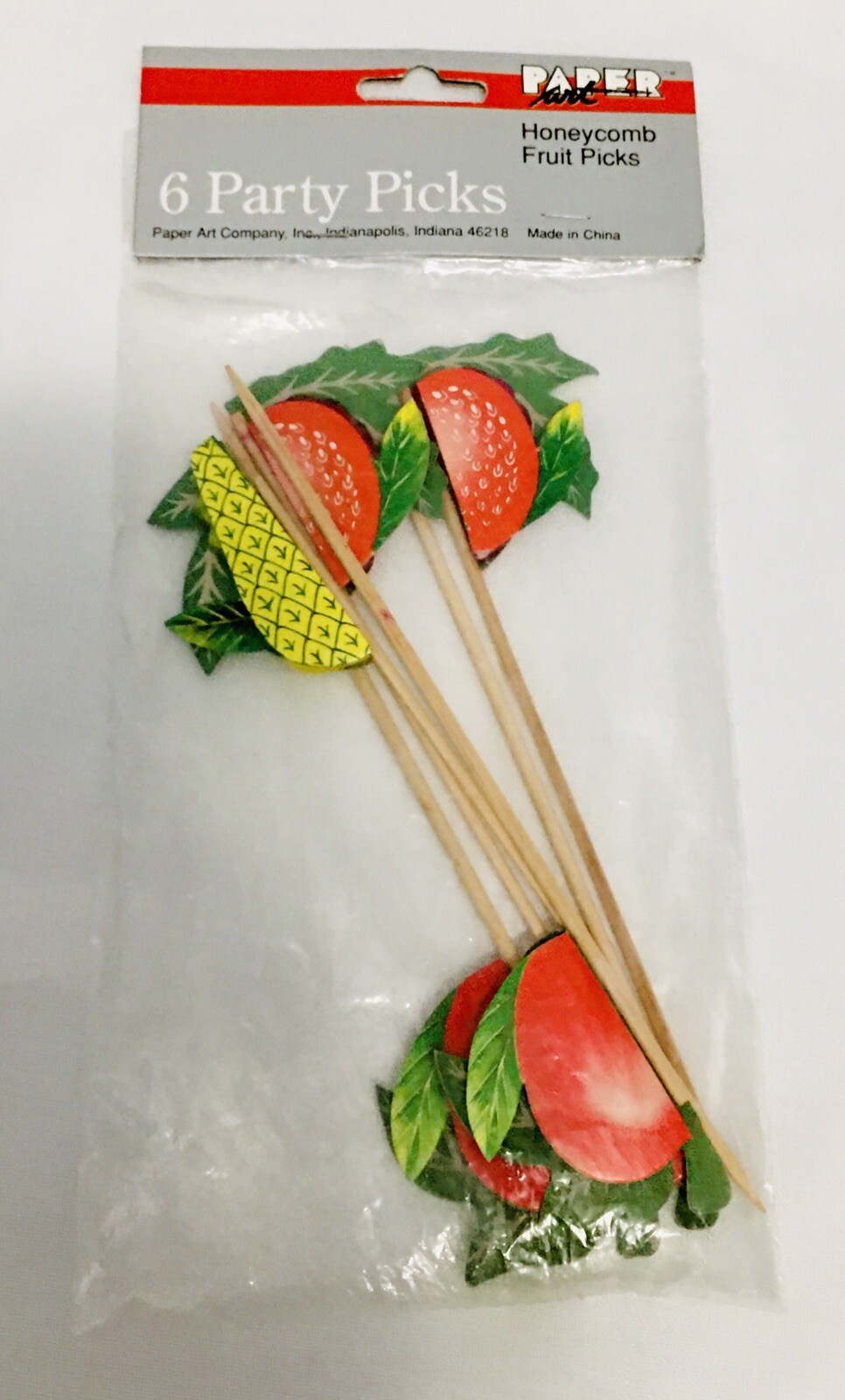 Paper Art Honeycomb Fruit Sticks 6 Count Strawberry Apple Pineapple  