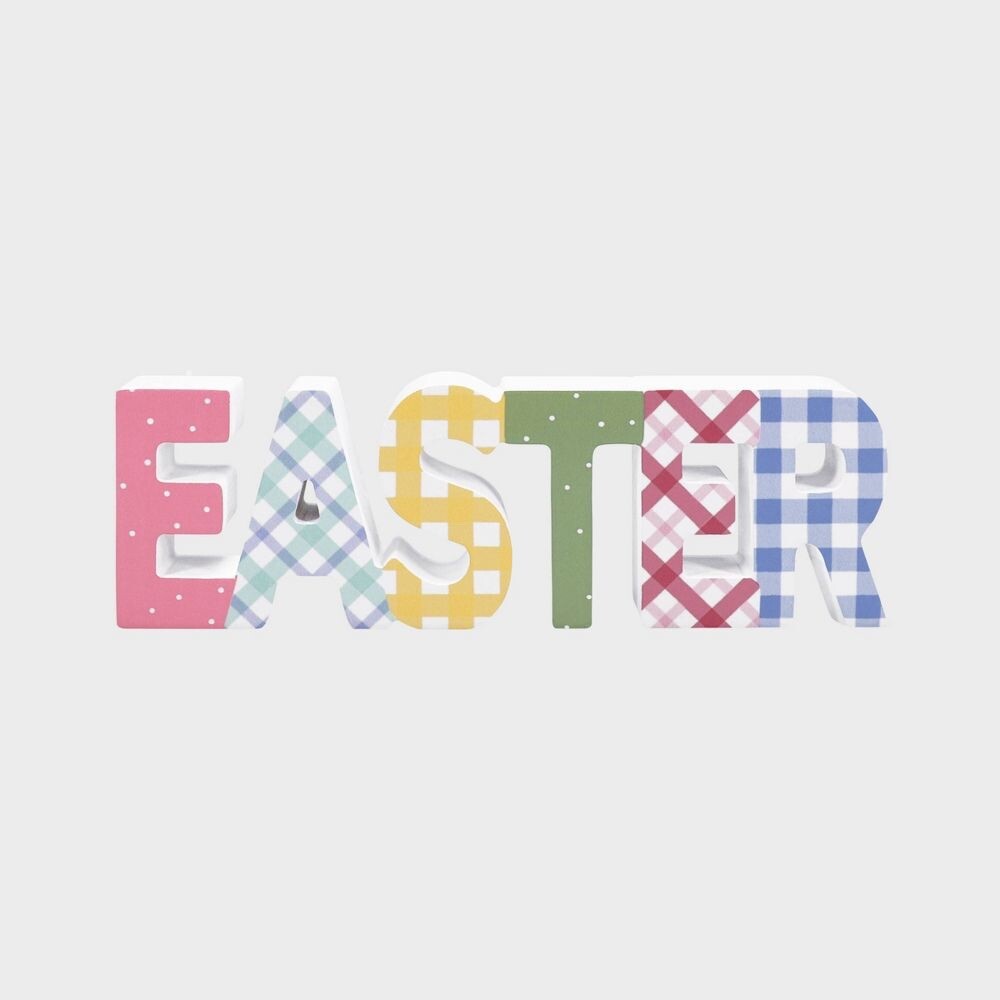 Wooden Block Letter ‘Easter’ Free Standing Tabletop Sign – Spritz™ 3.5″ x 10″