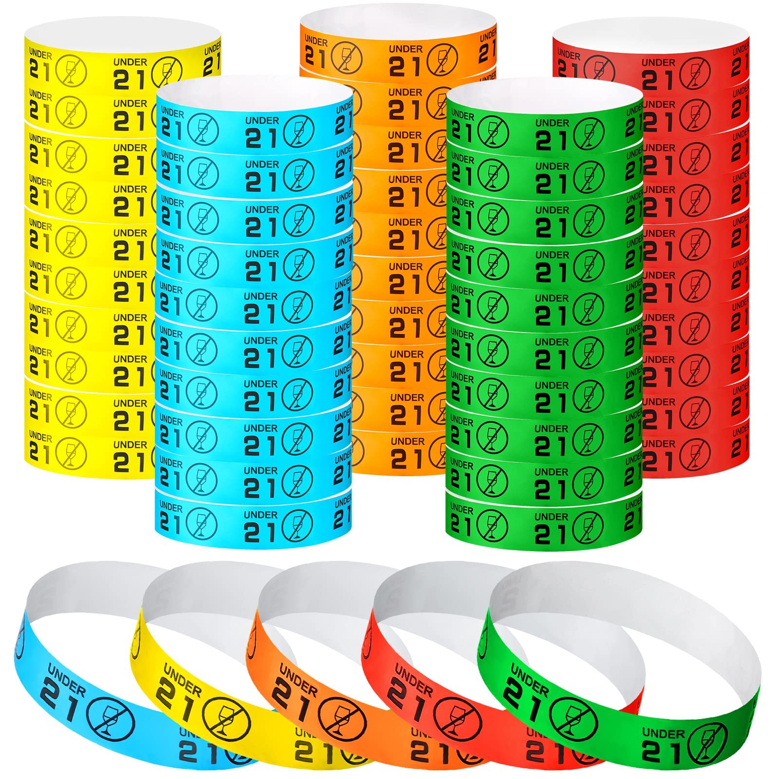 500 Pack Wristbands Colored Wrist Bands Paper 9.84 x 0.75 inch, Red