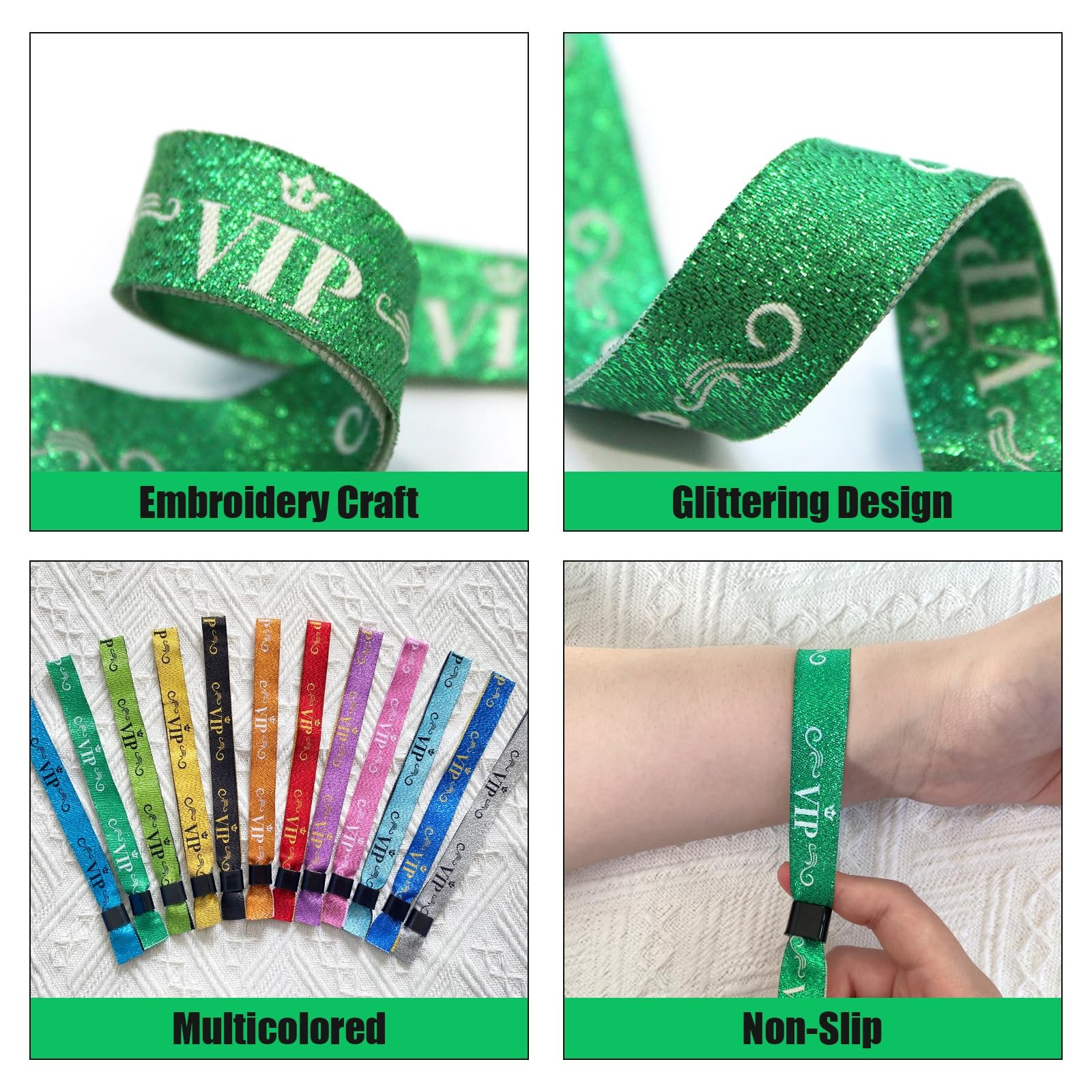 100 Pcs VIP Cloth Event Wristband, Disposable VIP Wristbands for Events, Colo…