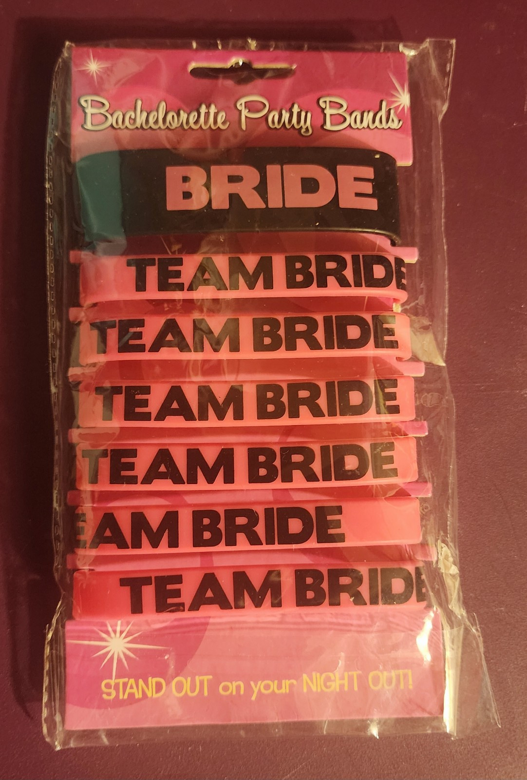 New Bachelorette Party Silicone Band Bracelet Set of7 Team Bride Bridesmaid Pink