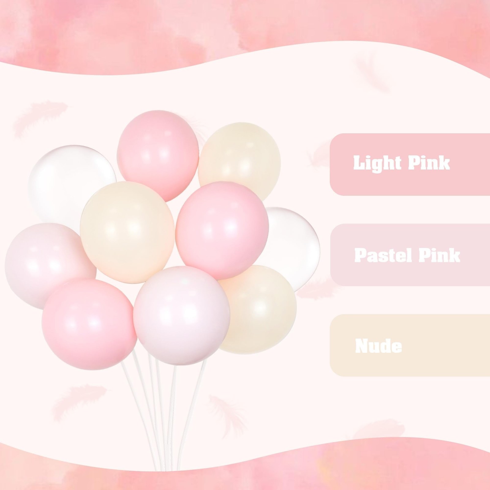 60pcs Light Pink Balloons 12inch with Pastel Pink Nude Clear Balloons for Gen…