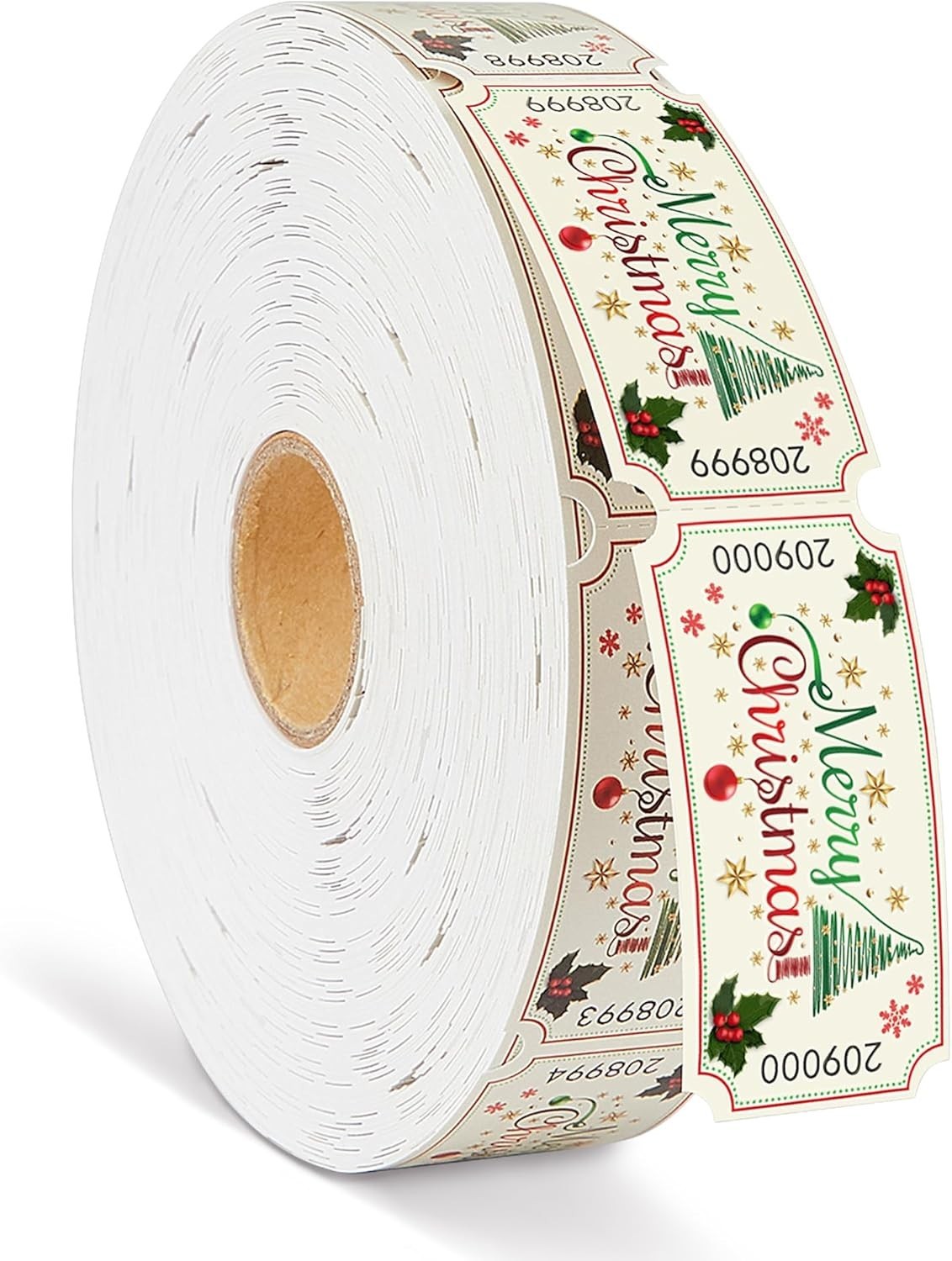 1000 Pieces Merry Christmas Roll Raffle Tickets Single Roll Carnival Raffle T…