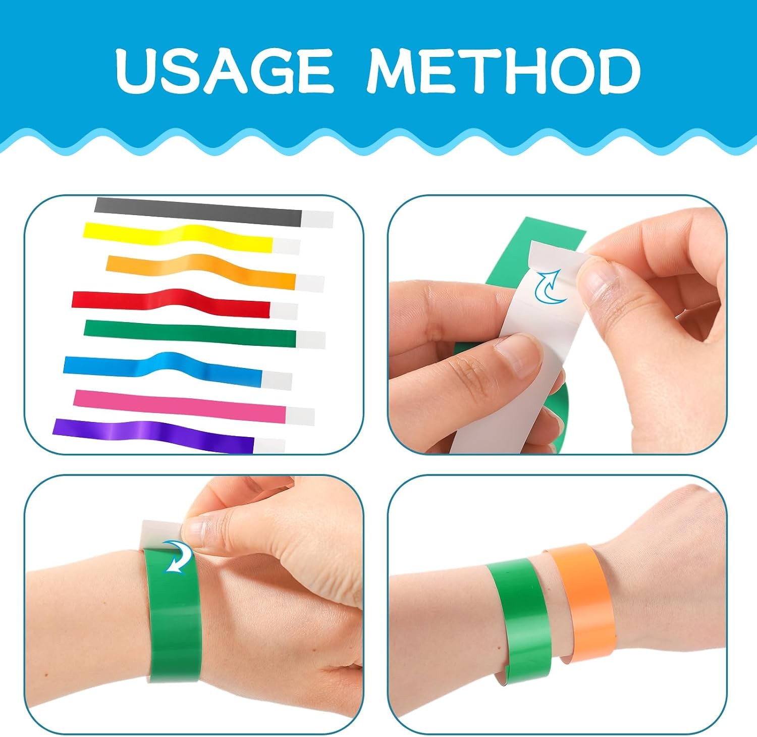 800 Pieces Colored Wristbands for Events Wrist Bands Paper Bracelets Wristbands