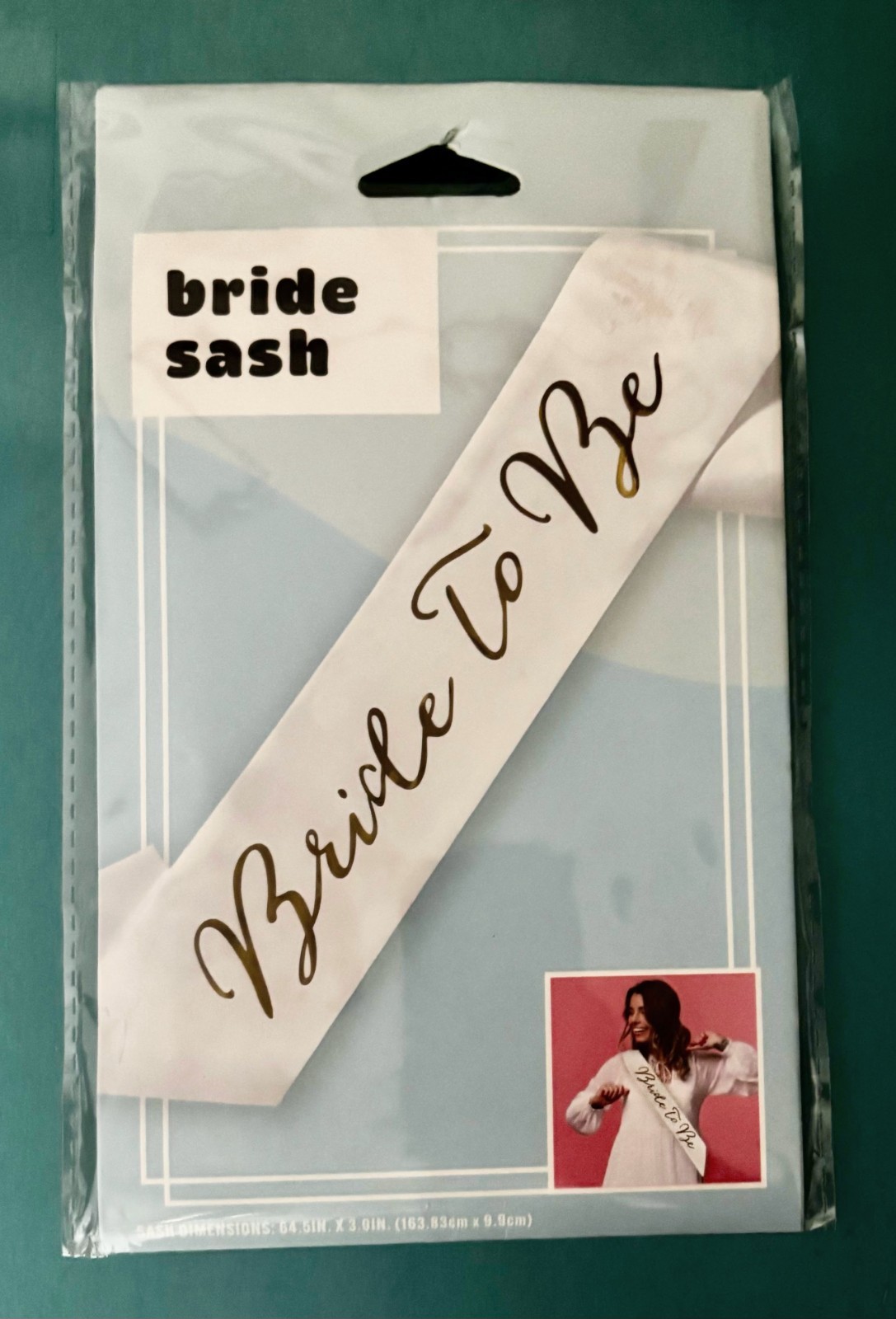 Bride to Be Sash Bridal Bachelorette Party Favor Ribbon White/Gold