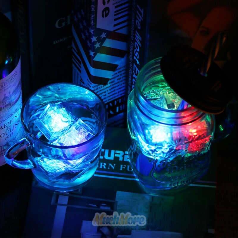 20X Glowing RGB LED Ice Cubes Flash Light For Party Wedding Wine Glass Decorate