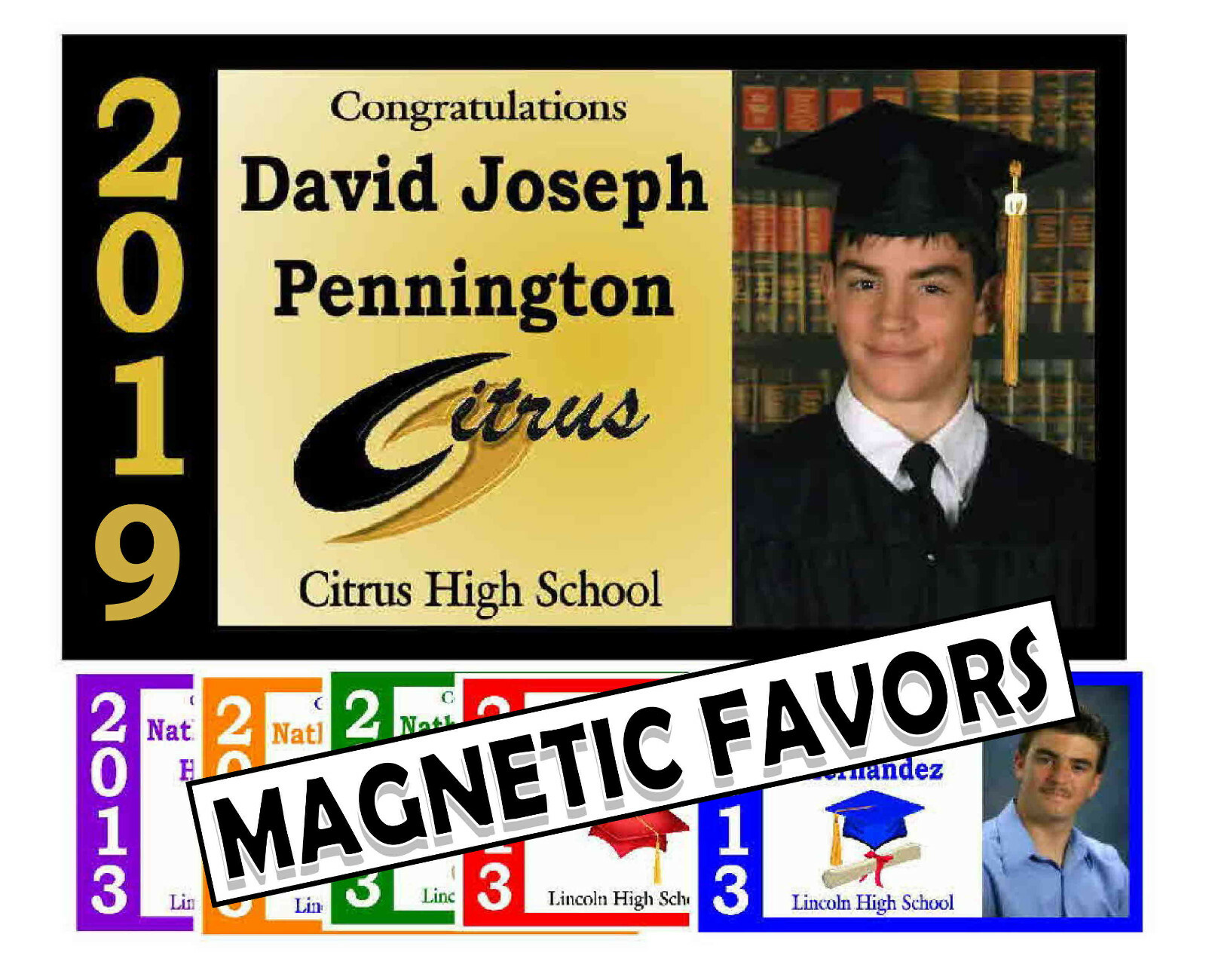 12 GRADUATION PARTY FAVORS PHOTO MAGNETS ~ PERSONALIZED ALL COLORS