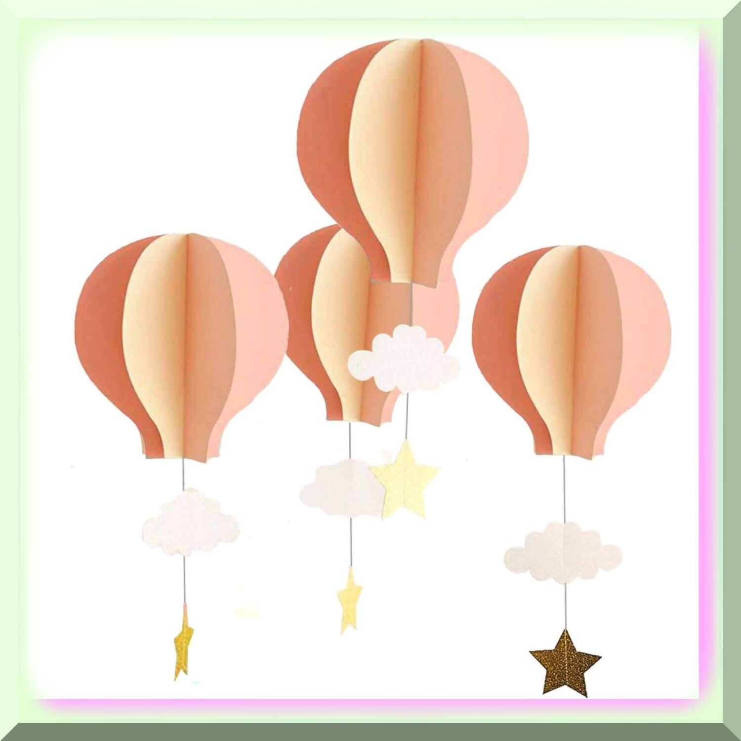 Large Pink Hot Air Balloon Decorations Set