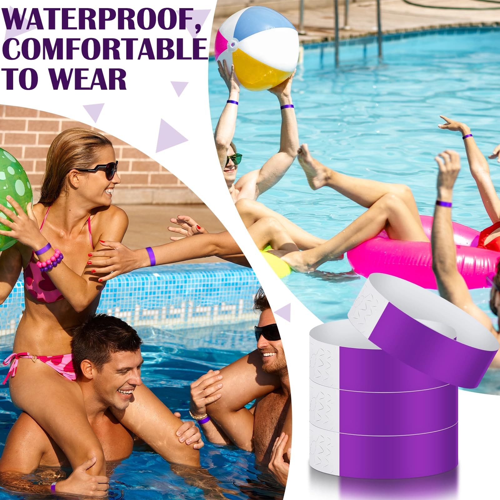 600 Packs Paper Wristbands for Events Neon Party 10 x 0.79 inch, Purple