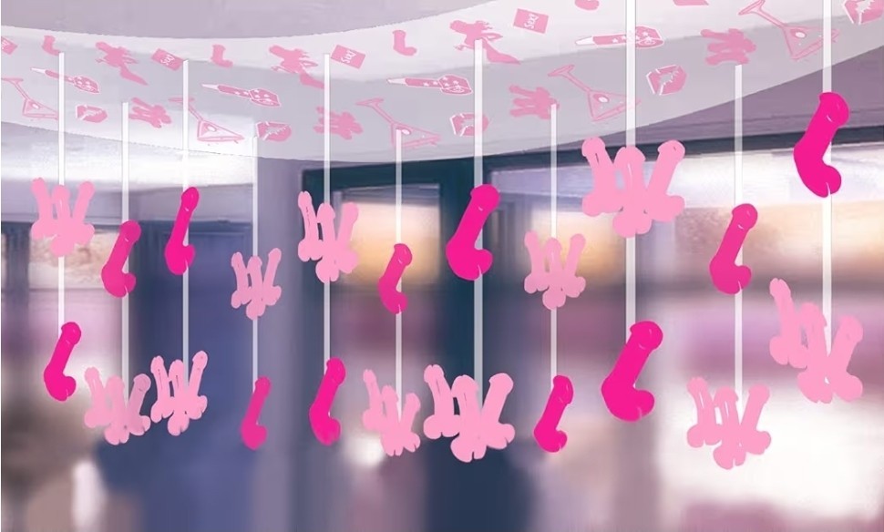 Penis Ceiling Decoration Bachelorette Party Supplies – 3 Pack With 19 Straws
