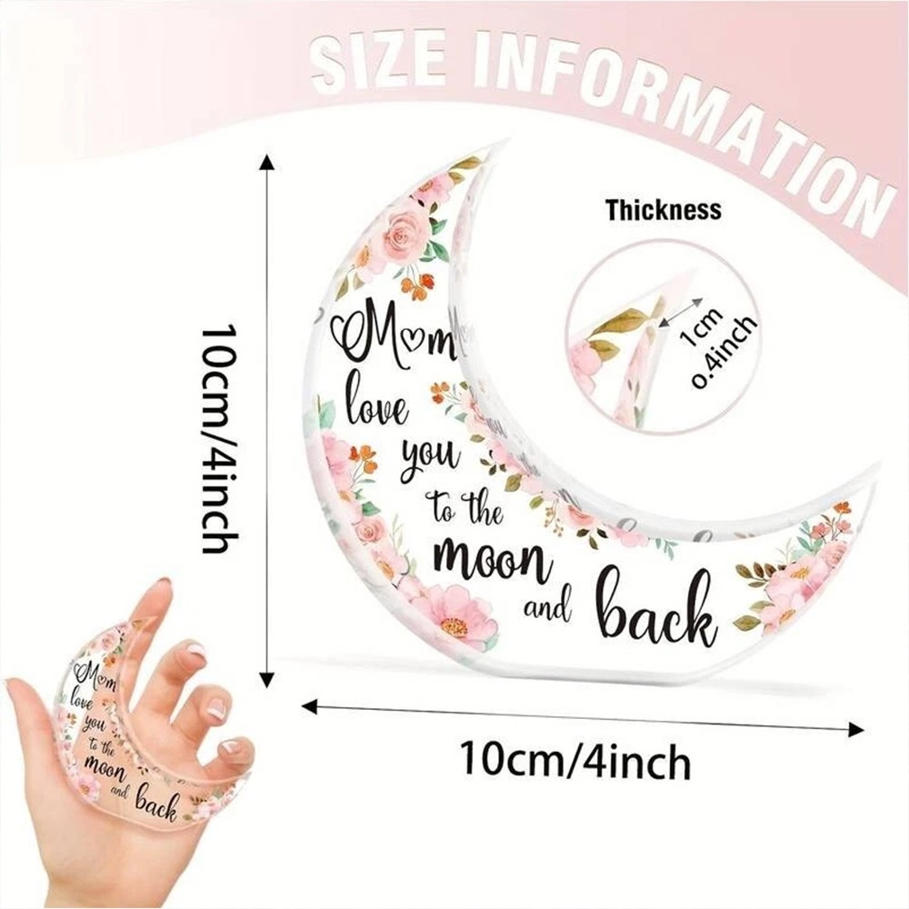 Mum Moon Shaped Acrylic Plaque Christmas Mothers Day Gift for Mom
