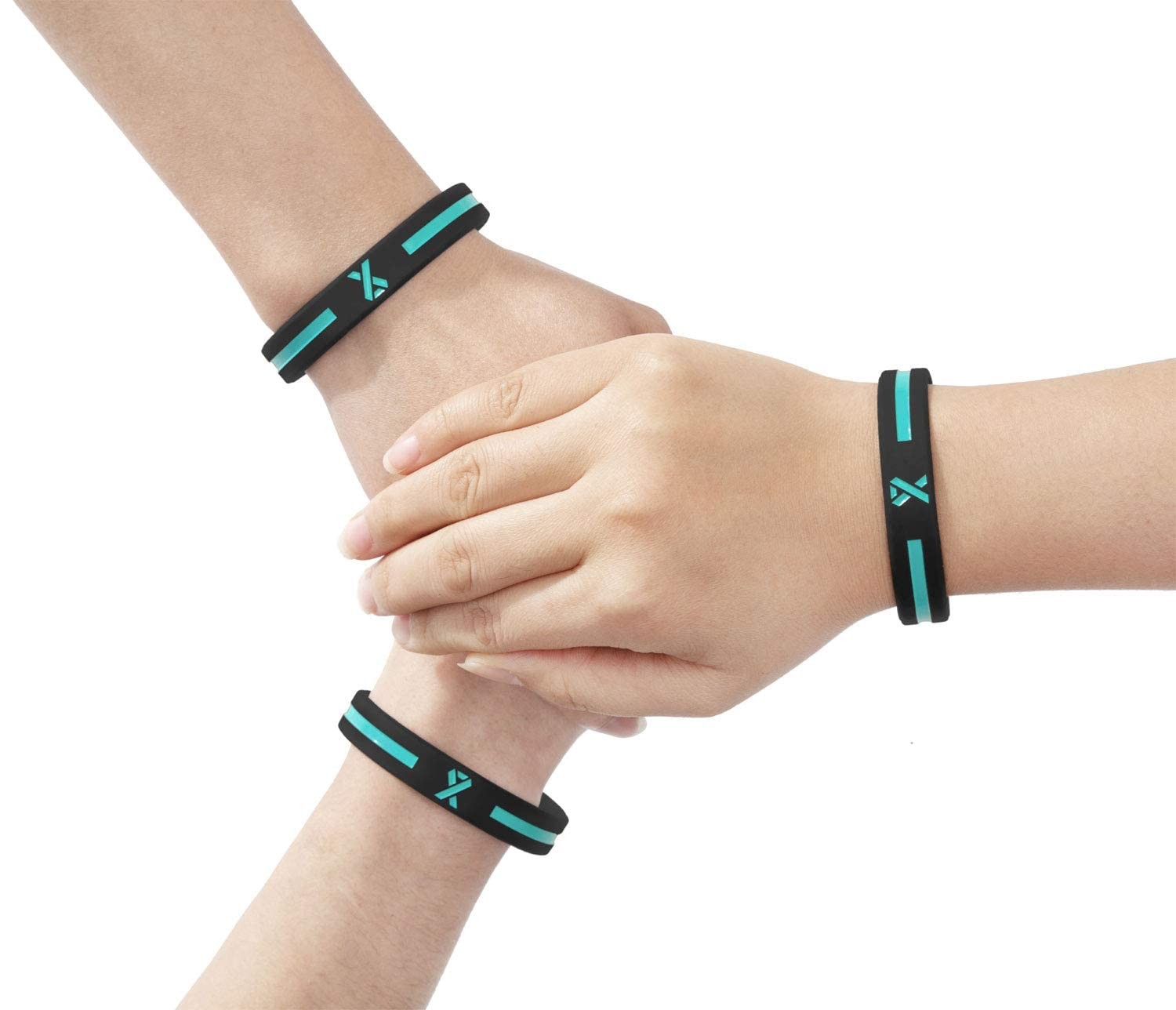 Teal Awareness Ribbon Motivational Silicone Bracelets – Teal Ribbon Inspirati…