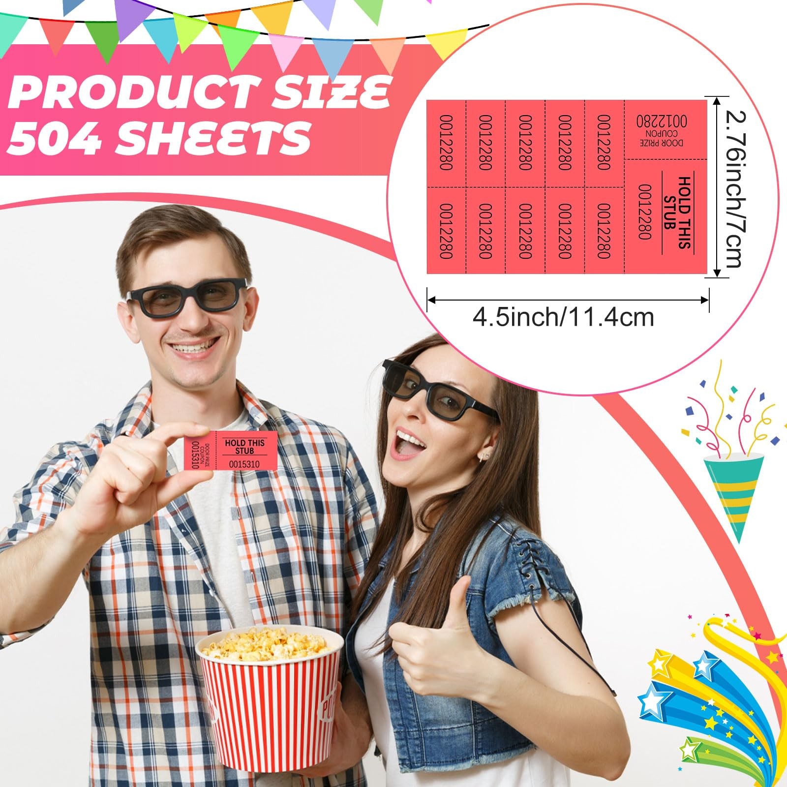 504 Sheets Raffle Auction Tickets w/ 10 Bid Numbers Silent Event Red