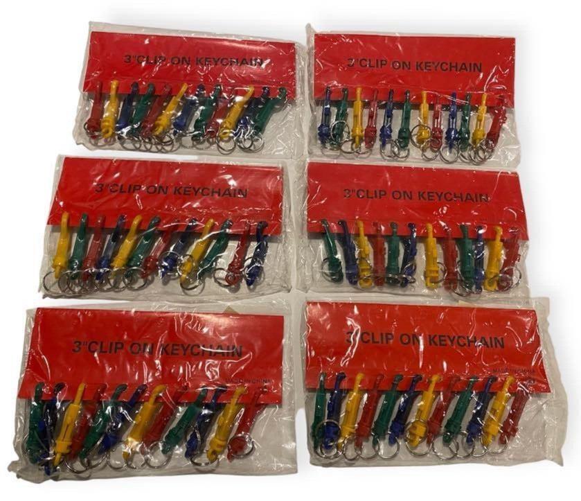 60 TOTAL 3″ Inch Clip on Key Chains – assorted colors – Cheap wholesale lot set