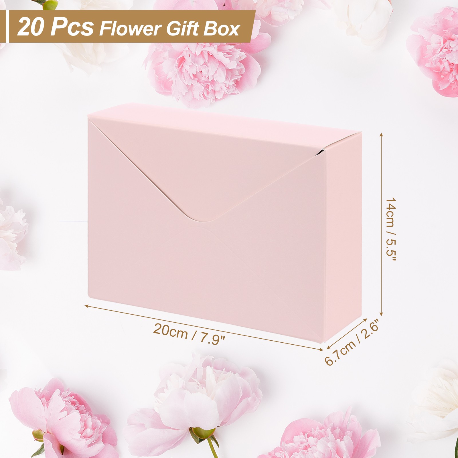 Florist Bouquet Envelope Box, 20 Pack, Pink/Green