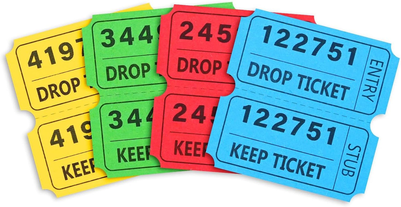 2000 Pcs 50/50 Raffle Tickets, Large Bold Numbers Double Tickets, 2″X2″ Ticket f