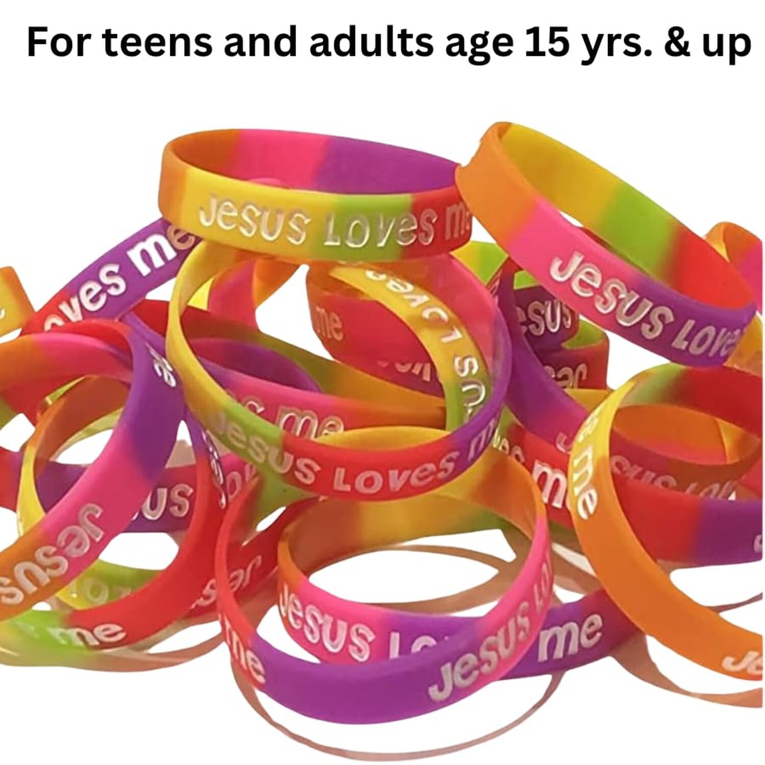 100 Bulk Count Jesus Loves Me John 3:16 Silicone Wristband Bracelets – Church…