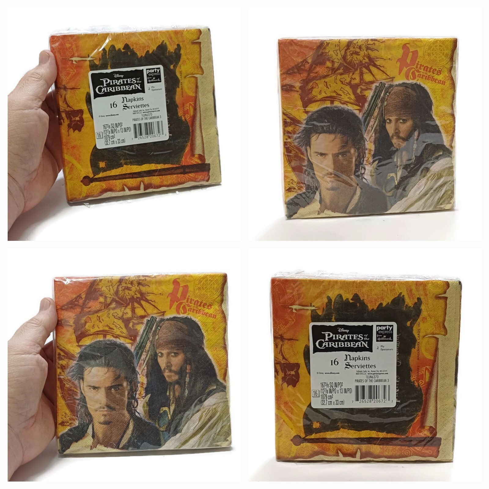 💥16 Pcs PIRATES Of The CARIBBEAN Fancy Napkins Serviettes Birthday Party Cake