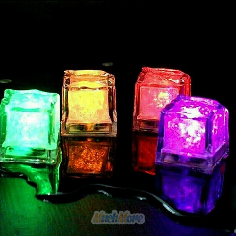 20x Waterproof Light Up Flashing LED Ice Cubes for Party Drinks Glowing Ice Cube