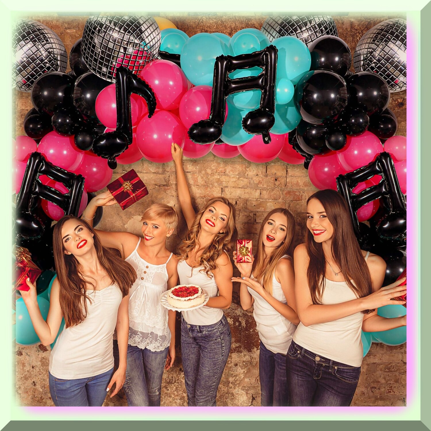 Party Kit with Disco Ball and Colorful Latex Balloons