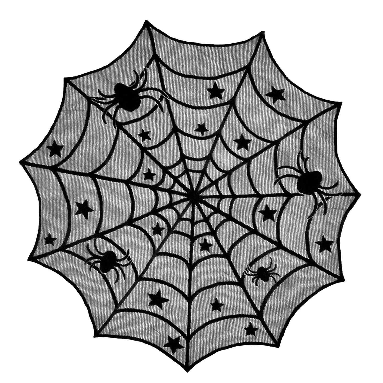 Halloween 100cm Spider Web Lace Tablecloth Black Round Topper Party Decoration
