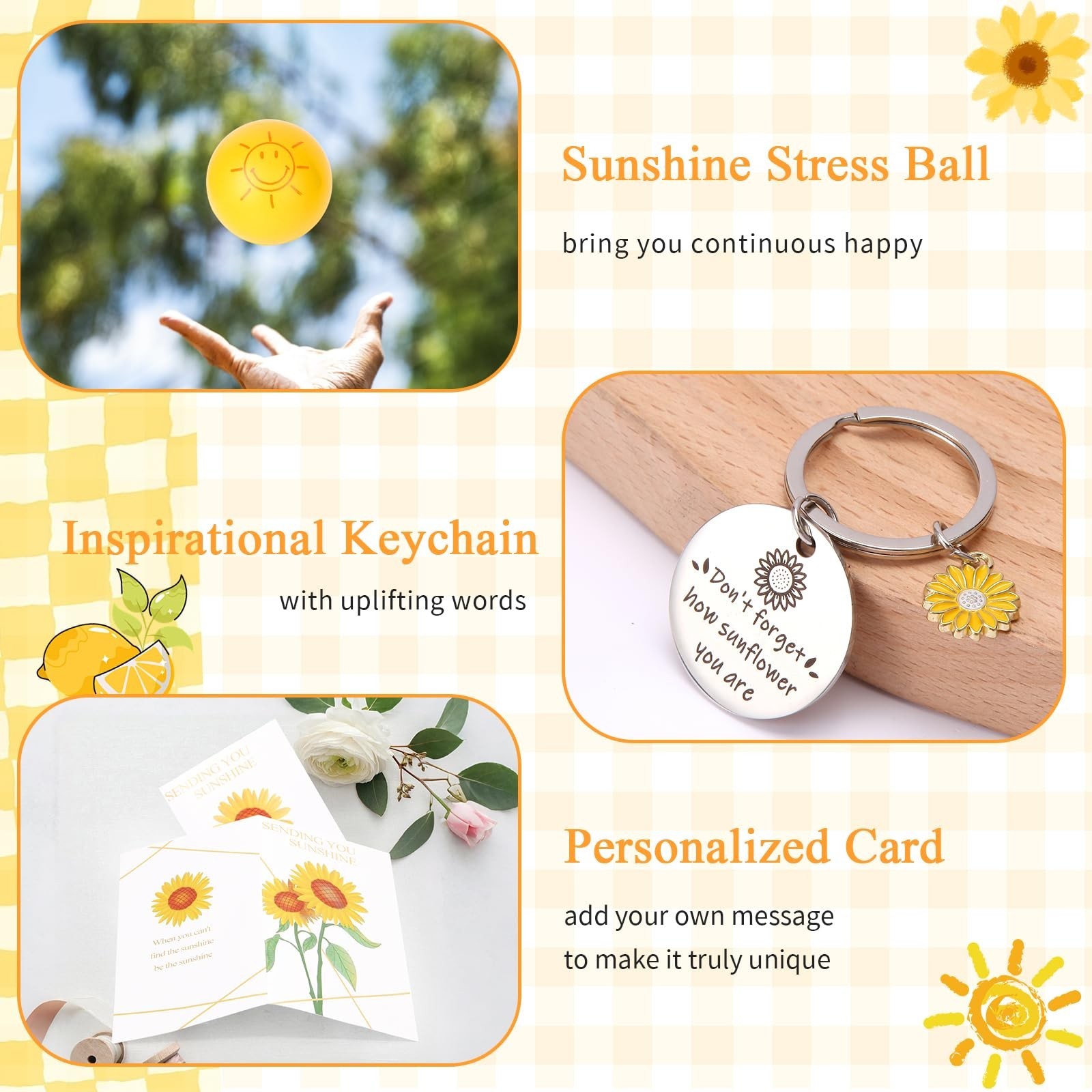 10Pcs Sunshine Gift for Women – Unique Care Package with Sunflower Gifts, Fri…