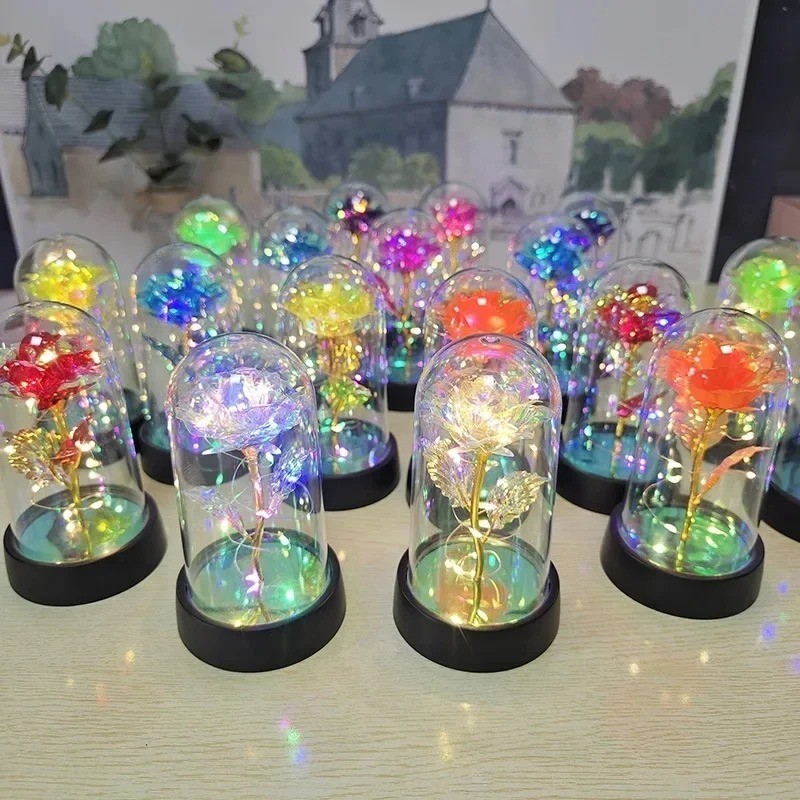Galaxy Rose Flower gift LED light Beauty and the Beast rose Kit for Mom wife GF