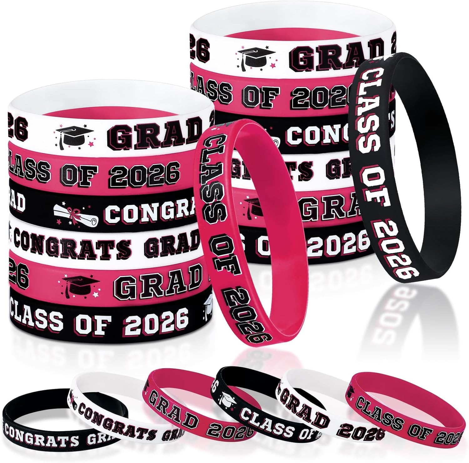 36Pcs Class of 2026 Graduation Silicone Bracelets Congrats Grad Party Favors