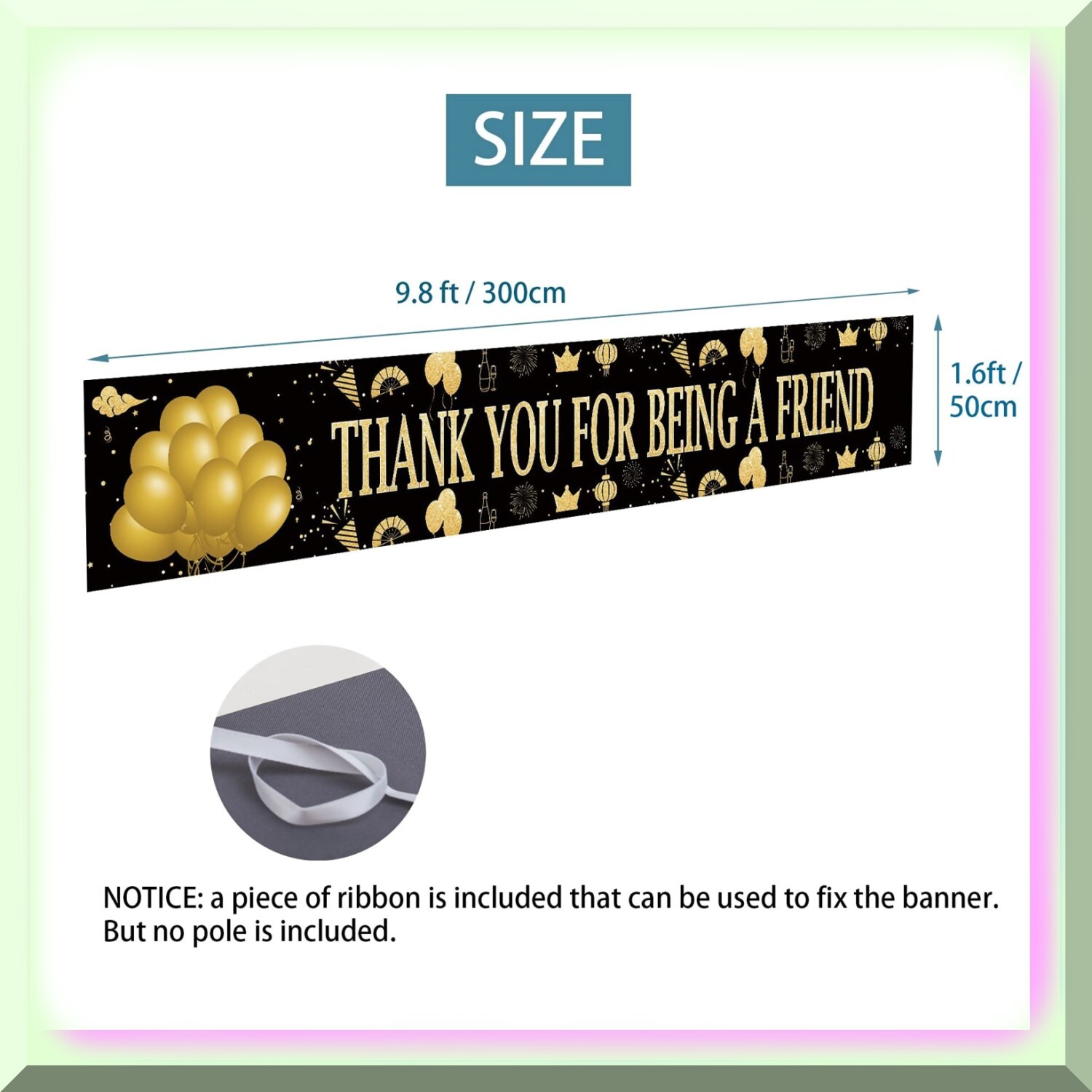 Large Thank You Friendship Banner 20×118 inches Polyester