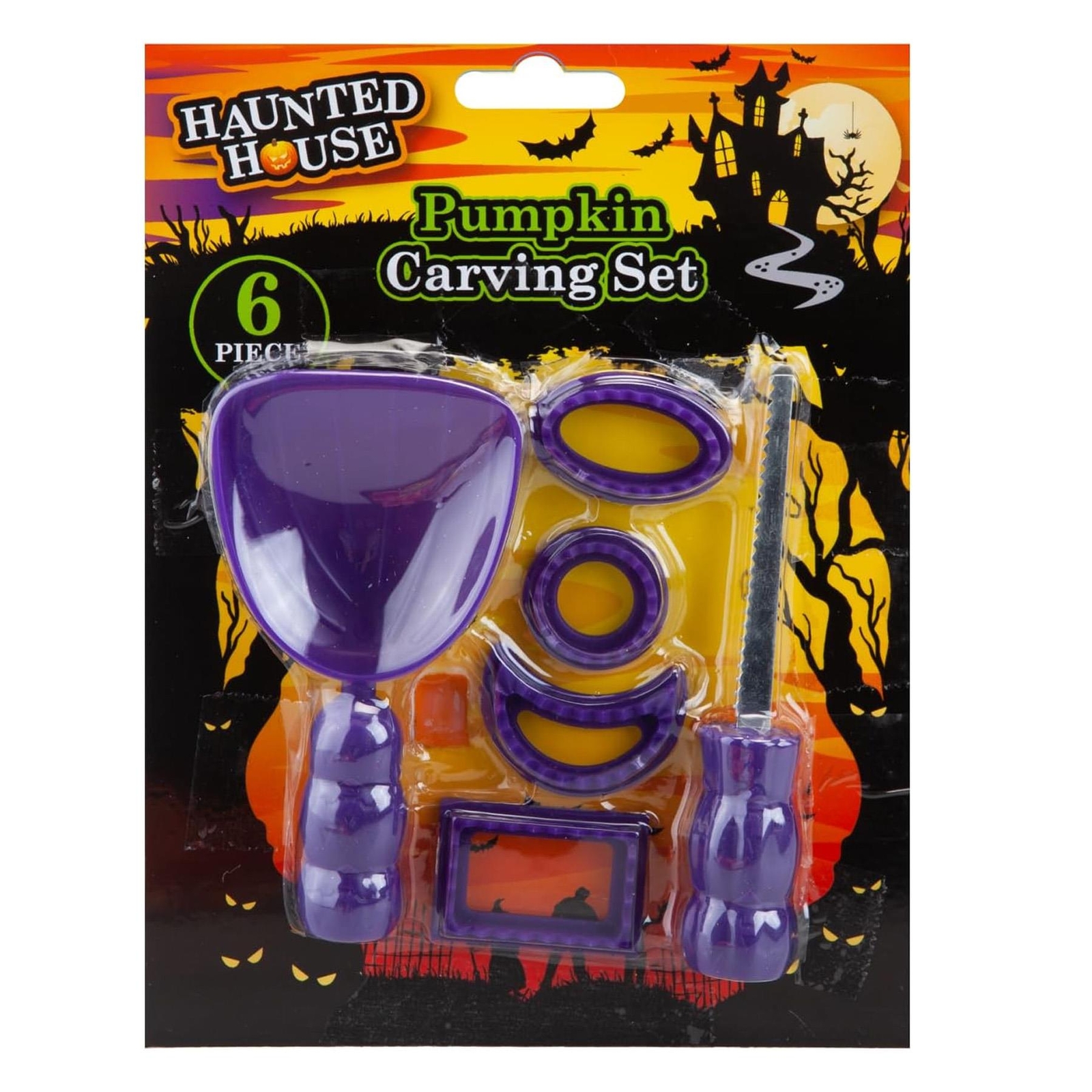 Halloween 6 Piece Pumpkin Carving Kit Kids Crafts Party Decoration – Purple