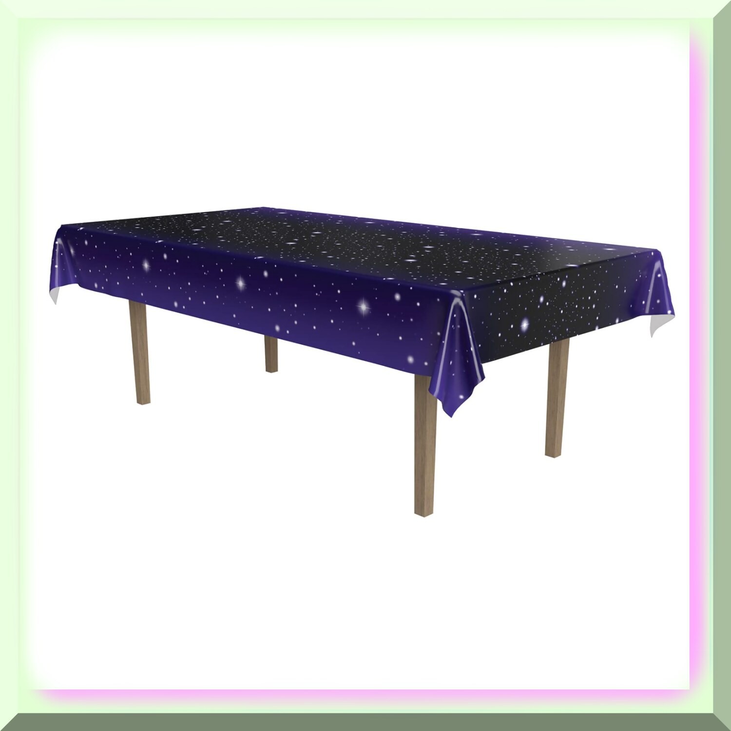 Space-themed plastic tablecloth 54×108 inches
